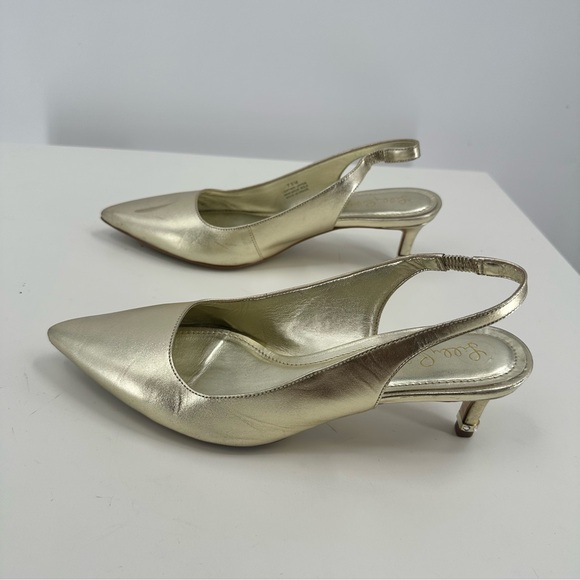 Lilly Pulitzer Erin Metallic Gold Slingback Pump Rhinestone Heel Size 7.5 - Picture 7 of 8